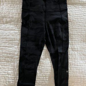 Lululemon Fast and Free High Rise Tight Heritage Black Coal Camo Size 8